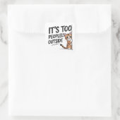 "Het is te mensen buiten" Grappige introverte kat Vierkante Sticker (Tas)