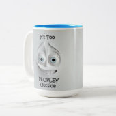 Het is te veel mensen buiten grappige sarcastische tweekleurige koffiemok (Voorkant links)