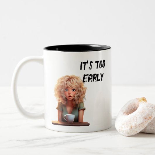 Het is te vroeg tweekleurige koffiemok (Met donut)