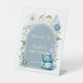 Het is Tea Time Garden Baby shower Welkom Reclamebord Met Voetstuk (Voorkant)