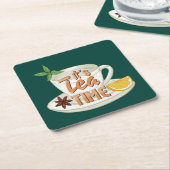 Het is Tea Time Kartonnen Onderzetters (Schuin)