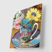Het is Tea Time Vierkante Klok (Hoek)