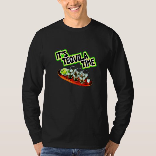 Het is Tequila Tijd Team Tequila Met Groene Limoe T-shirt (Voorkant)