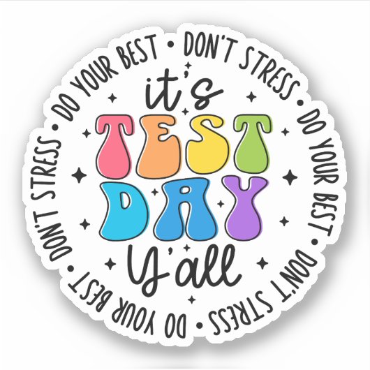 Het is testdag Y'all, Groovy testdag leraar Sticker (Voorkant)