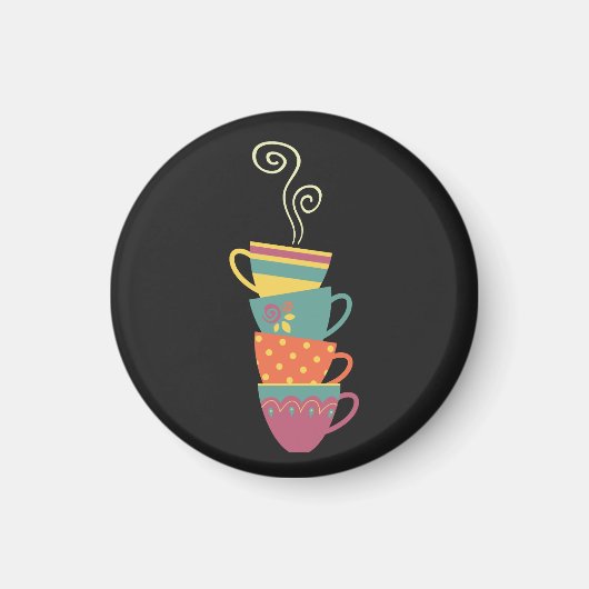 Het is theetijd gestapelde retrokleuren porseleine magneet (Voorkant)