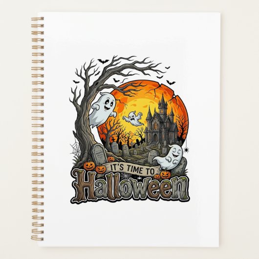 Het is tijd Halloween Spokenhuis Kerkhof Griezelig Planner (Voorkant)