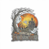 Het is tijd Halloween Spokenhuis Kerkhof Griezelig Sticker (Voorkant)
