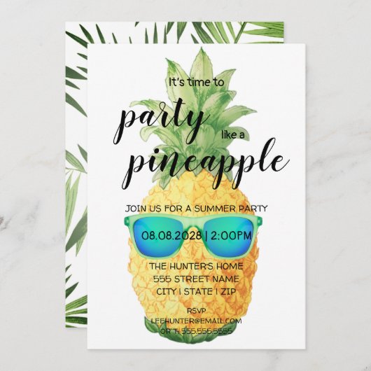 Het is tijd om als ananas een feest te vieren kaart (Voorkant / Achterkant)