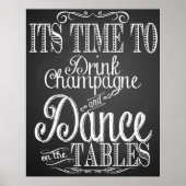 "Het is tijd om champagne te drinken" Chalkboard Poster (Voorkant)