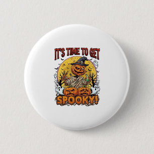 Het Is Tijd Om Griezelig Halloween Pompoen Mummie  Ronde Button 5,7 Cm