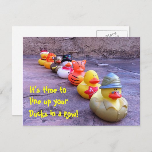 Het is tijd om je eenden in een Briefkaart te rang (Voorkant / Achterkant)
