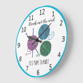 Het is tijd om te breien - blauwe grens - geperson grote klok (Hoek)