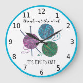 Het is tijd om te breien - blauwe grens - geperson grote klok (Voorkant)