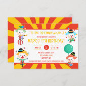 Het is tijd om te clown rond, Circus verjaardagsfe Kaart (Voorkant / Achterkant)