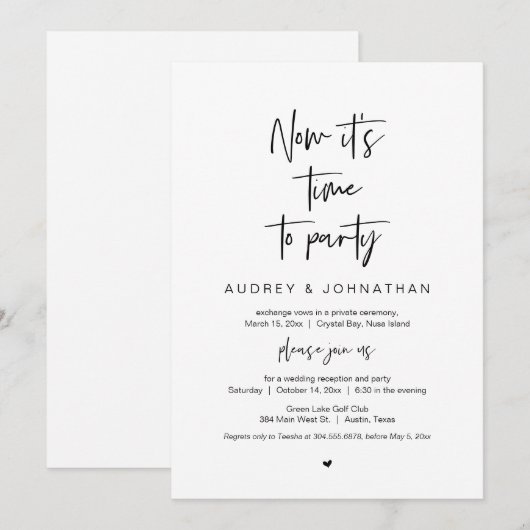 Het is tijd om te feesten, Black, Trouwvlucht Kaart (Voorkant / Achterkant)