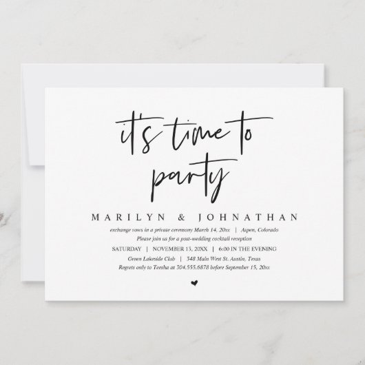 Het is tijd om te feesten, Bruiloft Elopement Vier Kaart (Voorkant)