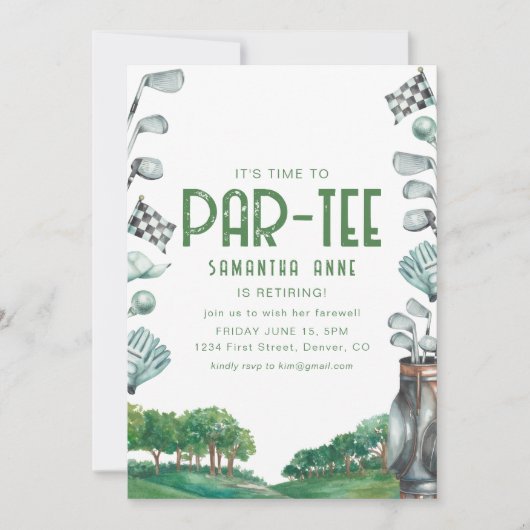 Het is tijd om te feesten Golf Thema Pensioenfeest Kaart (Voorkant)
