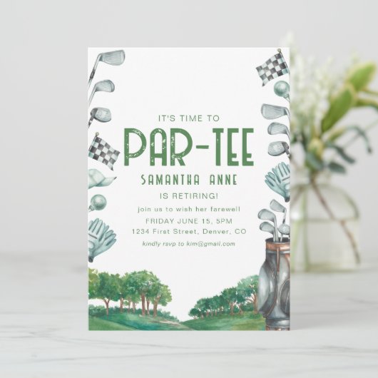 Het is tijd om te feesten Golf Thema Pensioenfeest Kaart (Staand voorkant)