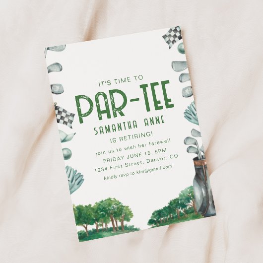 Het is tijd om te feesten Golf Thema Pensioenfeest Kaart