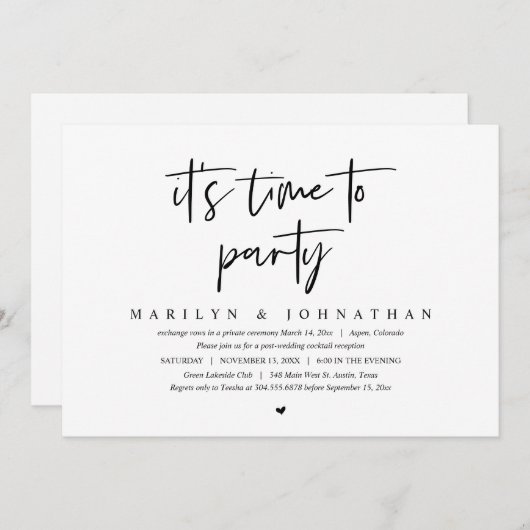 Het is tijd om te feesten, Huwelijksvlucht Feest Kaart (Voorkant / Achterkant)