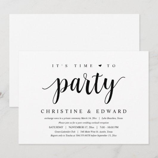 Het is tijd om te feesten, Modern Post Wedding Elo Kaart (Voorkant / Achterkant)