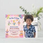 Het is tijd om te feesten, om roze Anime Birthday Kaart (Staand voorkant)