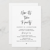 Het is tijd om te feesten, Zwart, Trouw Elopement Kaart (Voorkant / Achterkant)