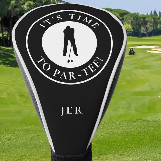 Het Is Tijd om te Par-Tee Zwarte & Witte Monogram Golfheadcover