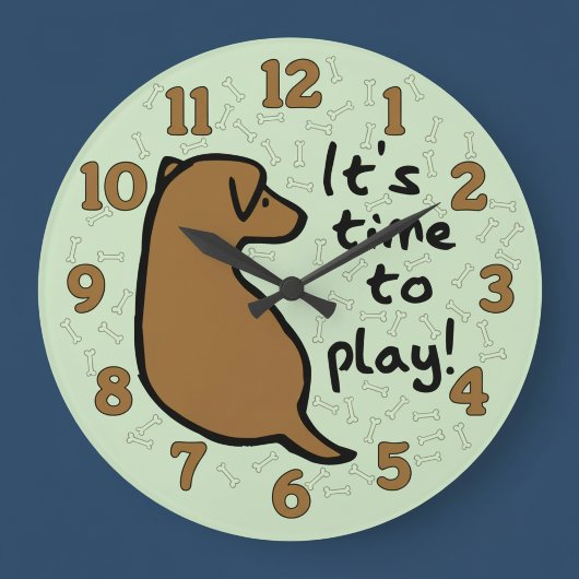 Het is tijd om te spelen met hond wandklok
