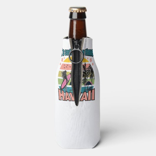 Het is tijd om te surfen - Hawaii Flesjeskoeler (Fles Achterkant)