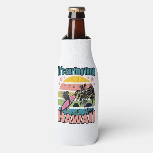 Het is tijd om te surfen - Hawaii Flesjeskoeler (Fles Voorkant)