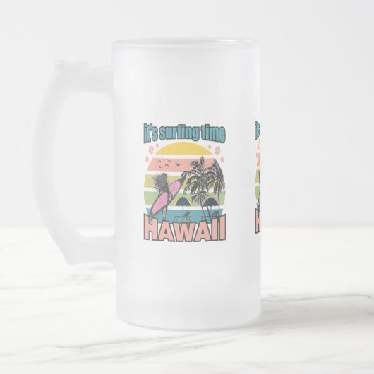 Het is tijd om te surfen - Hawaii Matglas Bierpul (Links)