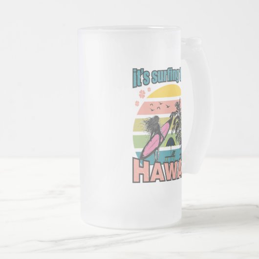 Het is tijd om te surfen - Hawaii Matglas Bierpul (Voorkant rechts)