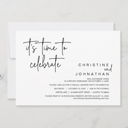 Het is tijd om te vieren, Wedding Elopement Party Kaart (Voorkant)