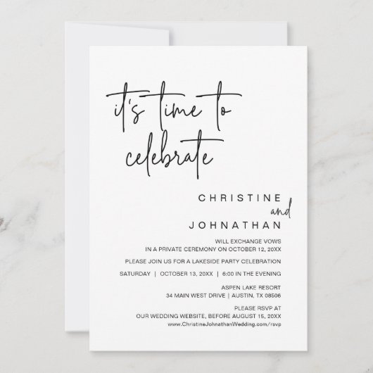 Het is tijd om te vieren, Wedding Elopement Party Kaart (Voorkant)