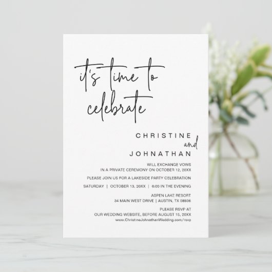 Het is tijd om te vieren, Wedding Elopement Party Kaart (Staand voorkant)