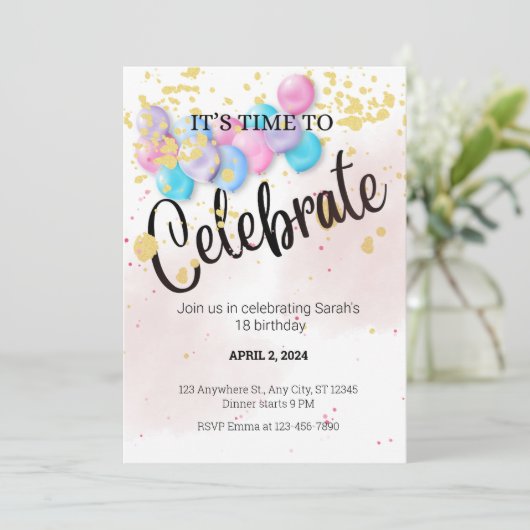 HET IS TIJD OM UITNODIGING SJABLOON TE VIEREN (Staand voorkant)