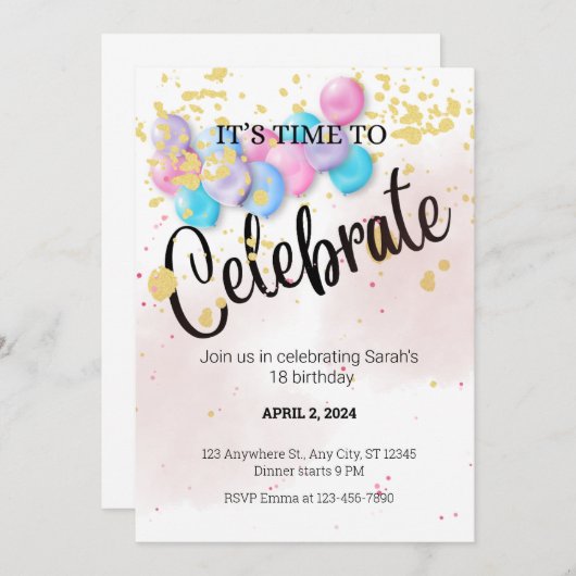 HET IS TIJD OM UITNODIGING SJABLOON TE VIEREN (Voorkant / Achterkant)