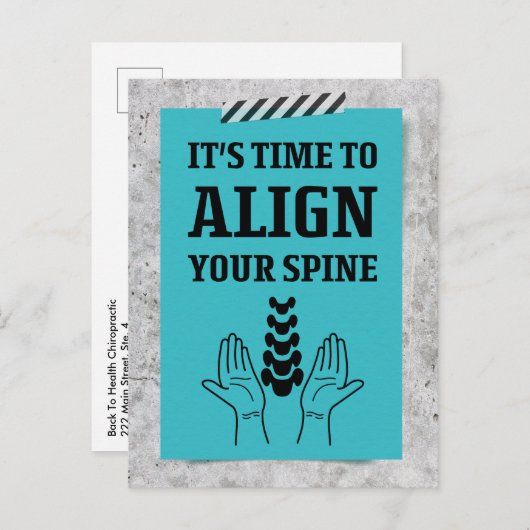 Het is tijd om uw ruggengraatnotitie te richten briefkaart (Voorkant / Achterkant)