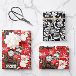 Het is tijd voor de kerstman die papier verpakt inpakpapier vel