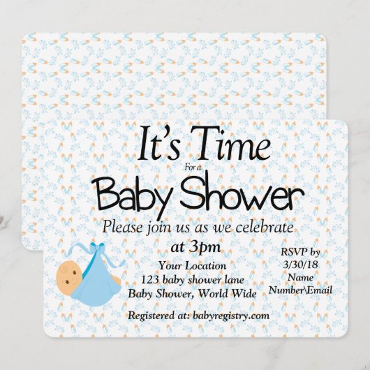 Het is tijd voor een Baby shower uitnodiging (Voorkant / Achterkant)