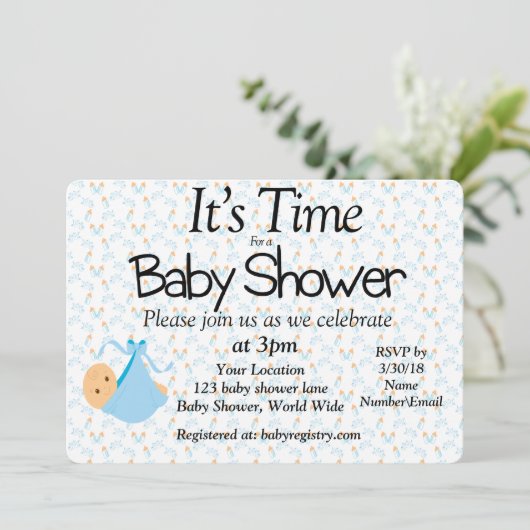 Het is tijd voor een Baby shower uitnodiging (Staand voorkant)