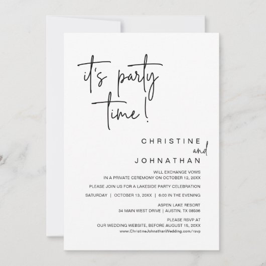 Het is tijd voor een feest, een huwelijksfeest. kaart (Voorkant)