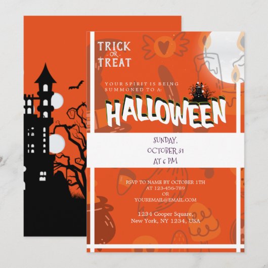 Het is tijd voor Halloween, Trick or treat kostuum Kaart (Voorkant / Achterkant)