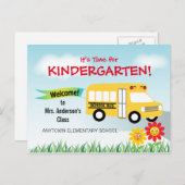 Het is tijd voor Kindergarten, schoolbus Briefkaart (Voorkant / Achterkant)