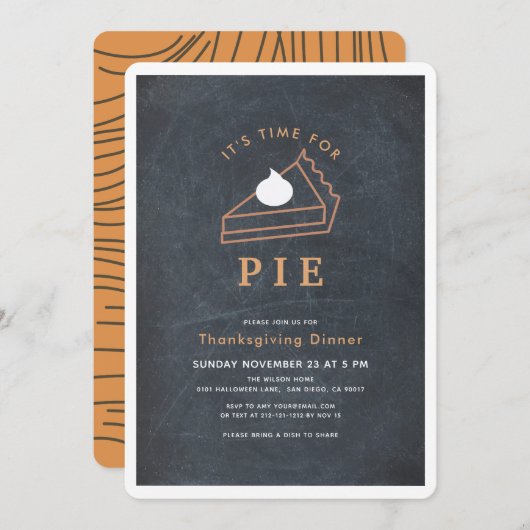 Het is tijd voor Pie Chalkboard Thanksgiving Diner Kaart (Voorkant / Achterkant)