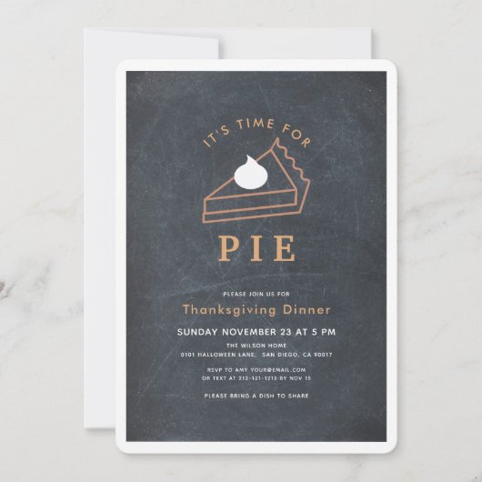 Het is tijd voor Pie Chalkboard Thanksgiving Diner Kaart (Voorkant)