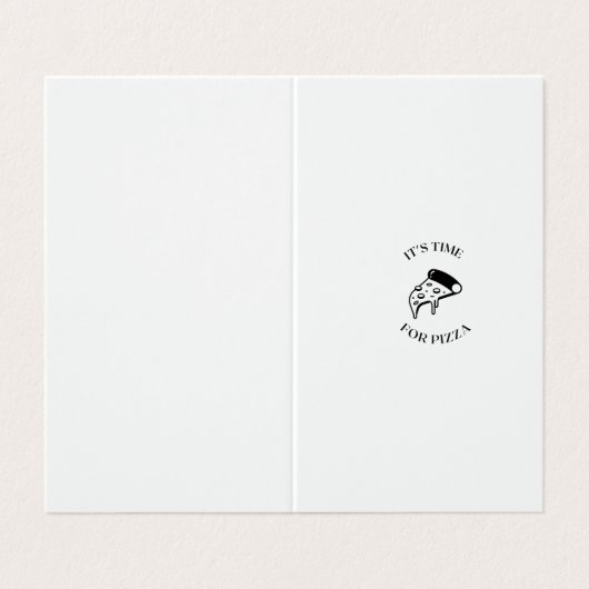 Het is tijd voor pizza visitekaartje (Buitenkant ongevouwen)
