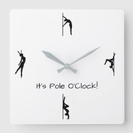 Het is tijd voor Pole Dance. Klok voor poolbewegin