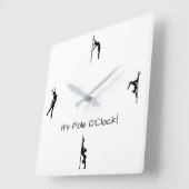 Het is tijd voor Pole Dance. Klok voor poolbewegin (Hoek)